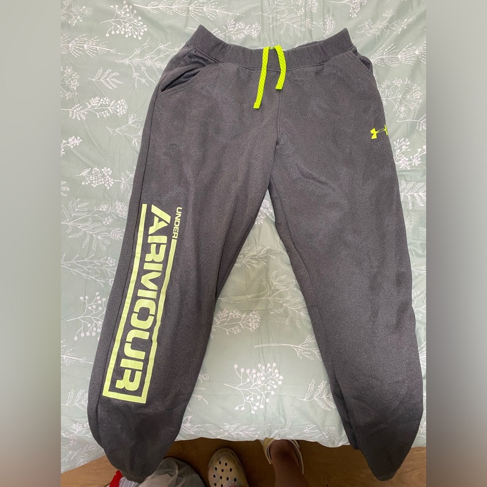 Under Armour Grey and Neon Yellow Sweats